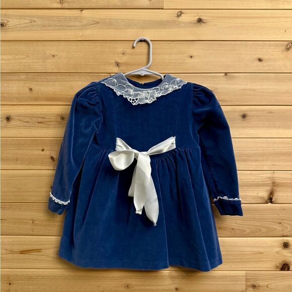 Bundle Vintage Girls Size 4 Ditsy Floral Crushed Velvet Lace Holidays Dress - Picture 9 of 16